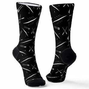 Rowing Boats and Oars Black and White Socks