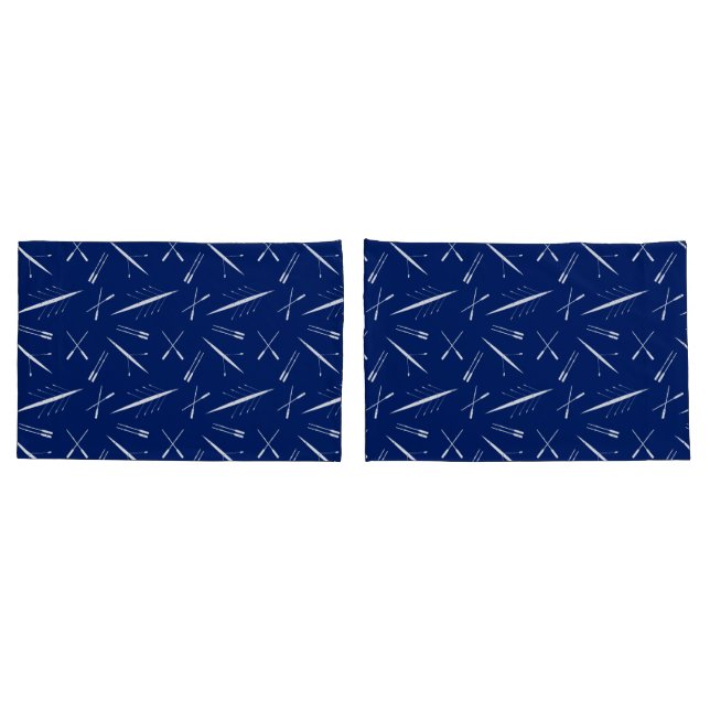 Rowing Boats and Oars Navy Blue and White Pattern Pillow Case (Back-Set)