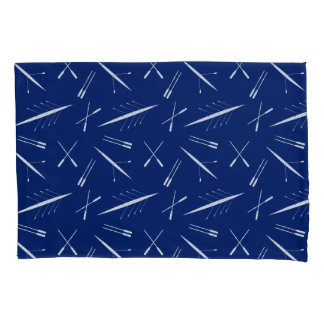 Rowing Boats and Oars Navy Blue and White Pattern Pillow Case