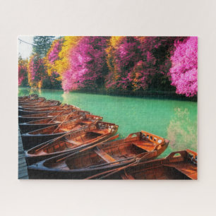 Rowing Boats Lake Trees Plitvice Lakes Croatia Jigsaw Puzzle