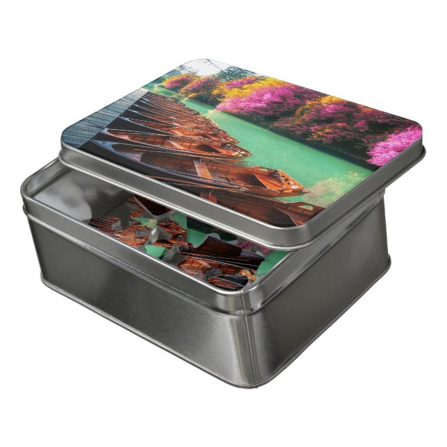 Rowing Boats Lake Trees Plitvice Lakes Croatia Jigsaw Puzzle (Lid Open)