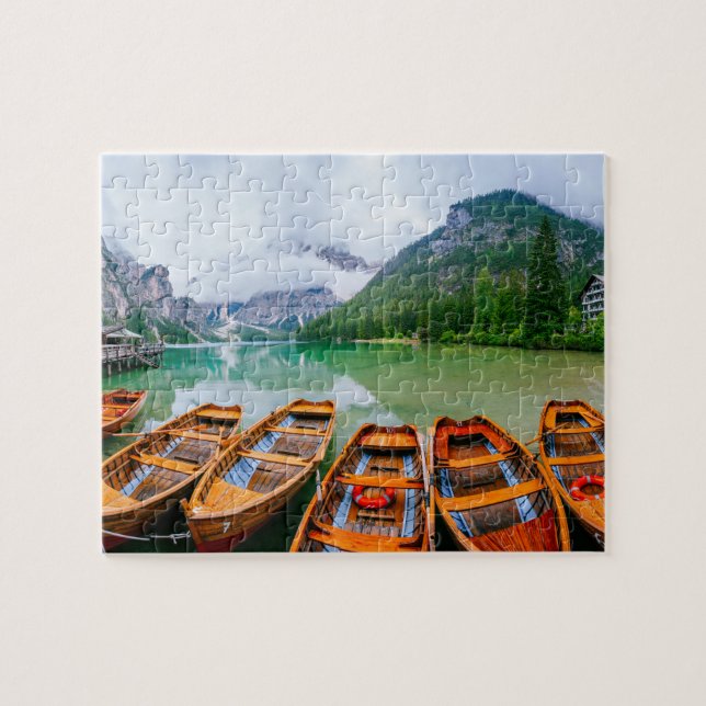Rowing Boats on Alpine Lake Jigsaw Puzzle (Horizontal)