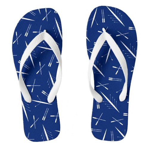 Rowing Club Navy Blue And White Scull Patterned Flip Flops