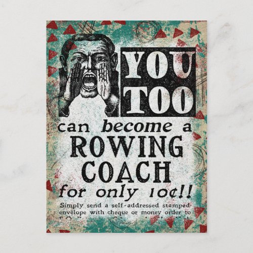 Rowing Coach Postcard _ Funny Vintage Retro