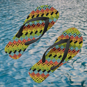 Rowing colorful lettering pattern flip flops