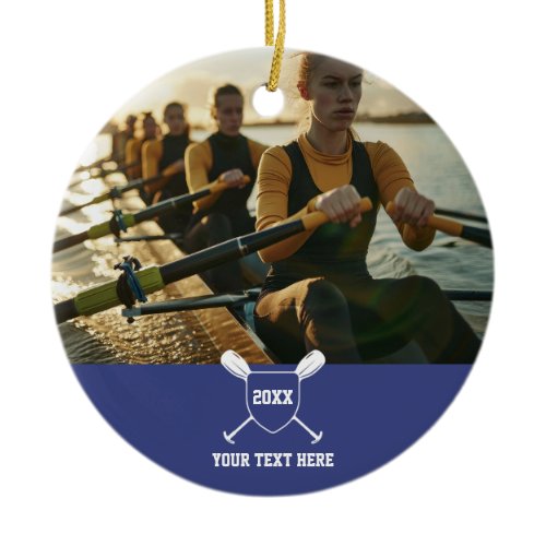 Rowing Crew Gifts Rowers Team Sport Boat Water Oar Ceramic Ornament