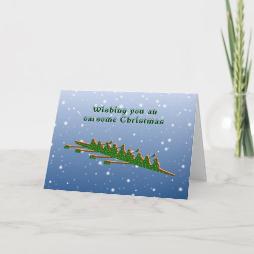 Rowing crew green silhouette christmas card Zazzle