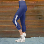 Rowing Crew Team Crossed Oars Custom Navy Blue Capri Leggings<br><div class="desc">Super comfortable capri leggings for rowing/crew team members.  Easily change the wording - add your team name and change the background to match your team colors.  High quality leggings - perfect for on or off the water.</div>
