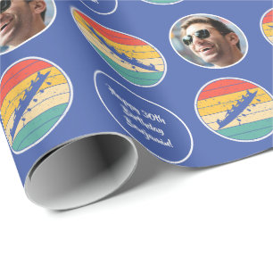 Rowing Crew Team Name Age Photo Sunset Birthday Wrapping Paper
