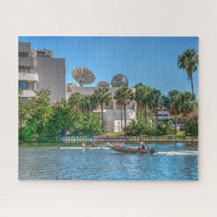 Rowing crew training on the waterway jigsaw puzzle