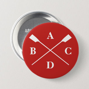 Rowing crossed oars monogram red button