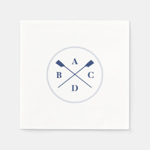 Rowing crossed oars navy initials napkins