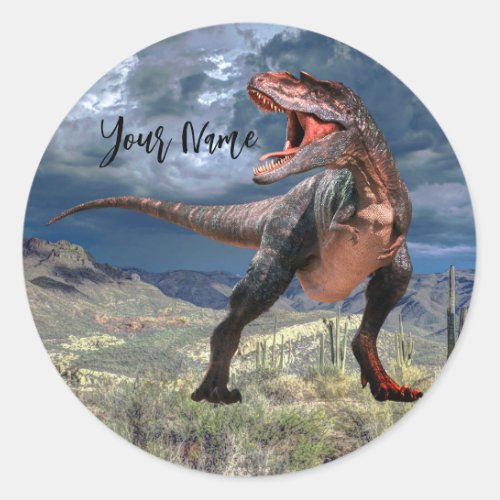 Rowing Dinosaur Jurassic Park  Name Beautiful Classic Round Sticker