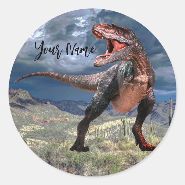Rowing Dinosaur Jurassic Park  Name Beautiful Classic Round Sticker (Front)