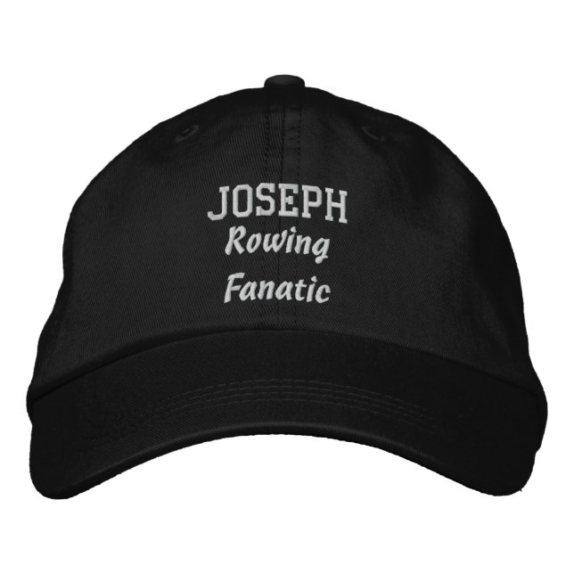 Rowing Fanatic Custom Name V08C Embroidered Baseball Cap (Front)
