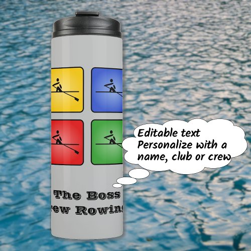 Rowing four colors crew your text thermal tumbler