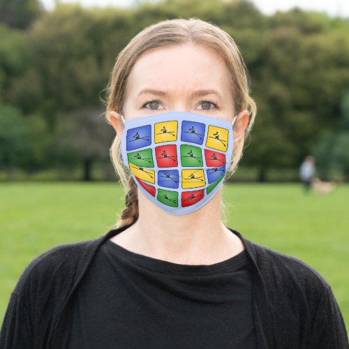 Rowing four colors sporty pattern adult cloth face mask
