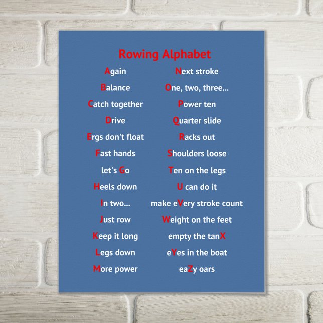 Rowing fun alphabet blue sports poster (Creator Uploaded)