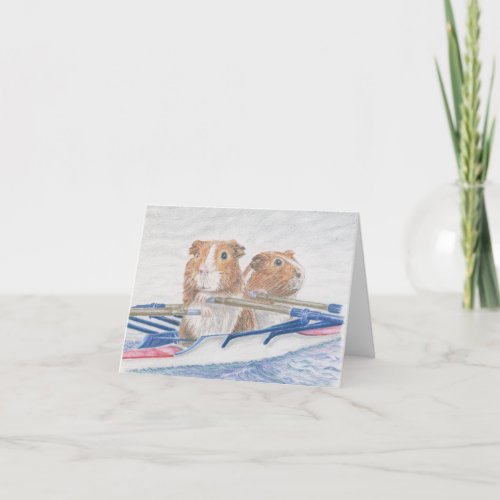 Rowing guinea pigs small notecard