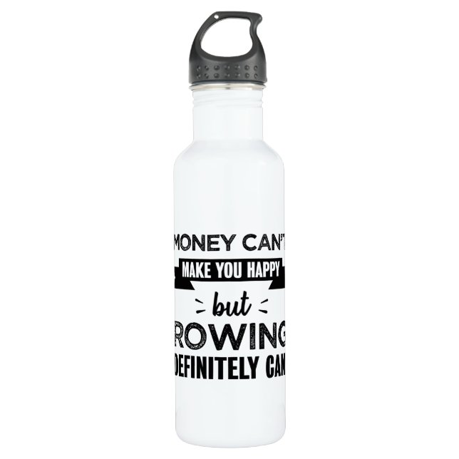 Rowing makes you happy Funny Gift Stainless Steel Water Bottle (Front)