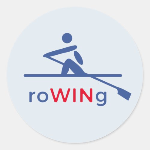 RoWINg motivational blue Classic Round Sticker