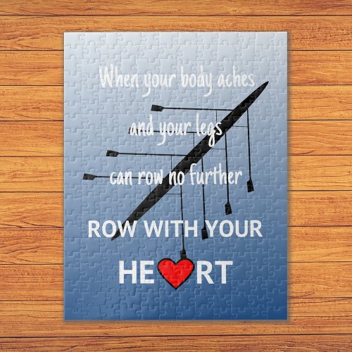 Rowing motivational quote blue jigsaw puzzle