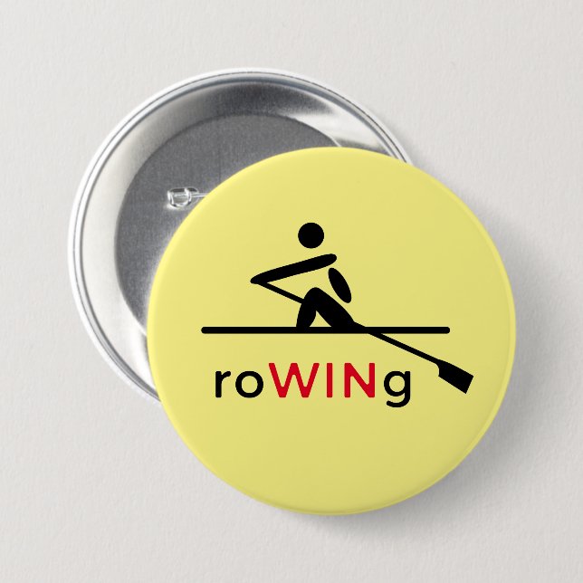 RoWINg motivational yellow Button (Front & Back)