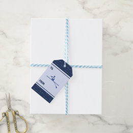 Rowing oars blue pattern customized sports gift tags