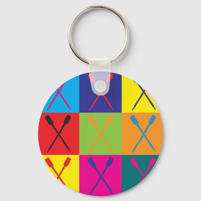 Rowing Pop Art Keychain (Front)