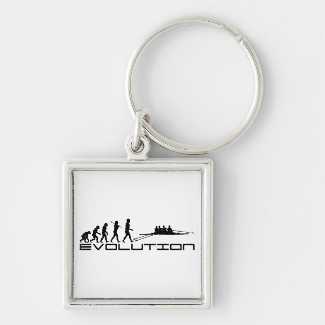 Rowing Rower Water Sport Evolution Art Keychain (Front)