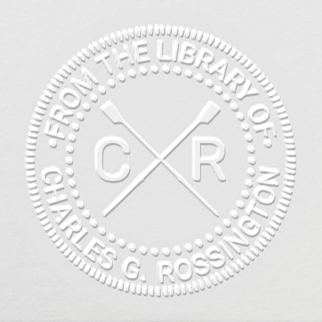 Rowing Rowers Crew 2 Initials Library Book Name 2B Embosser (Design)
