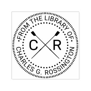 Rowing Rowers Crew 2 Initials Library Book Name 2B Self-inking Stamp