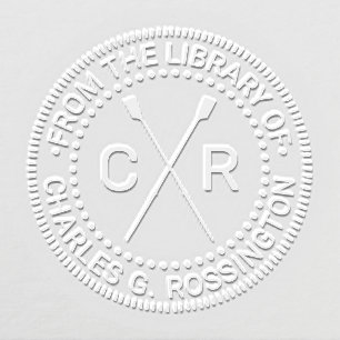 Rowing Rowers Crew 2 Initials Library Book Name v2 Embosser