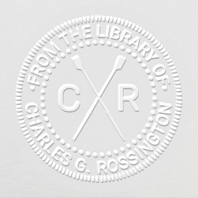 Rowing Rowers Crew 2 Initials Library Book Name v2 Embosser (Design)