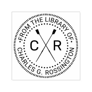 Rowing Rowers Crew 2 Initials Library Book Name v2 Self-inking Stamp