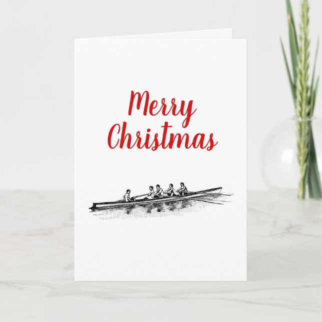 Rowing Rowers Crew Team Water Sports Holiday Card (Front)