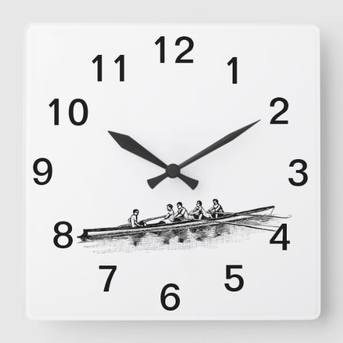Rowing Rowers Crew Team Water Sports Square Wall Clock