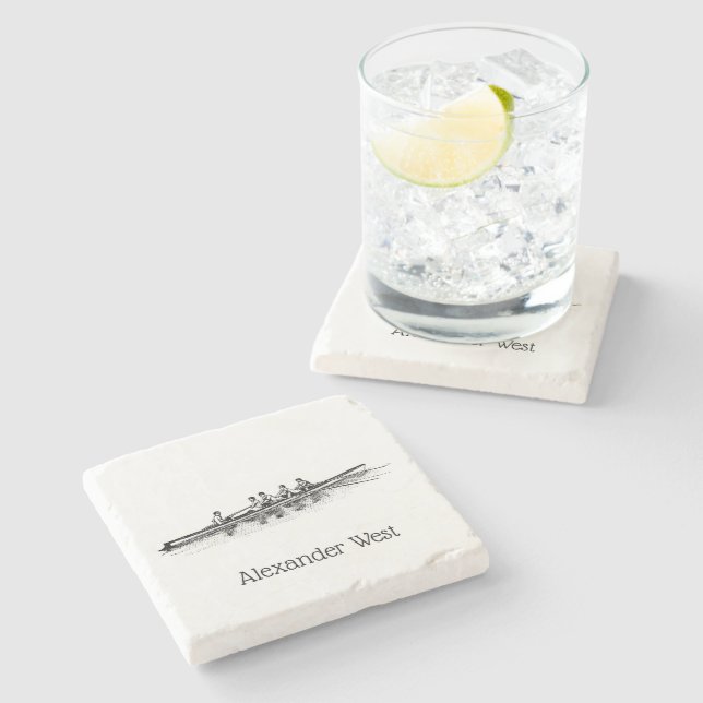 Rowing Rowers Crew Team Water Sports Stone Coaster (Side)
