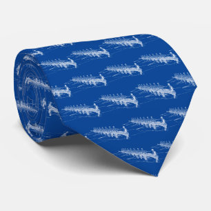 Rowing Rowers White Crew Team Water Sports #3 Blue Neck Tie