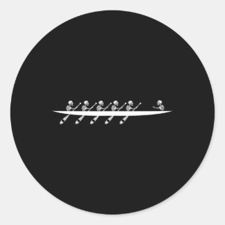 Rowing Skeleton Row Boats Paddle Coxswain Hallowee Classic Round Sticker