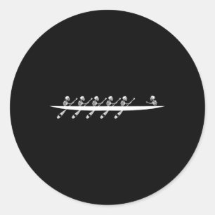 Rowing Skeleton Row Boats Paddle Coxswain Hallowee Classic Round Sticker