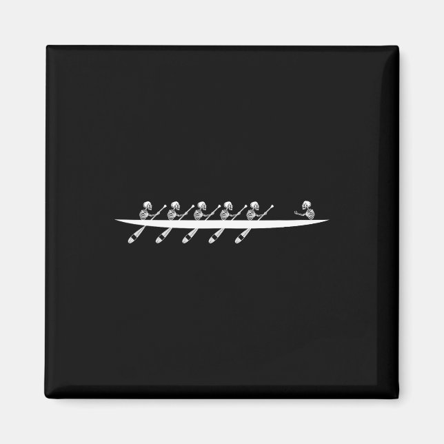 Rowing Skeleton Row Boats Paddle Coxswain Hallowee Magnet (Front)