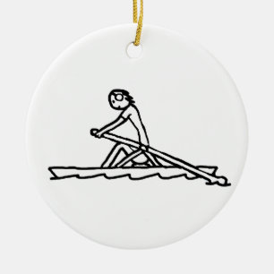 Rowing Stickman Ceramic Ornament