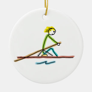 Rowing Stickman Ceramic Ornament