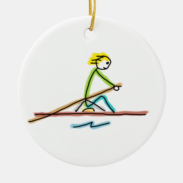 Rowing Stickman Ceramic Ornament (Front)