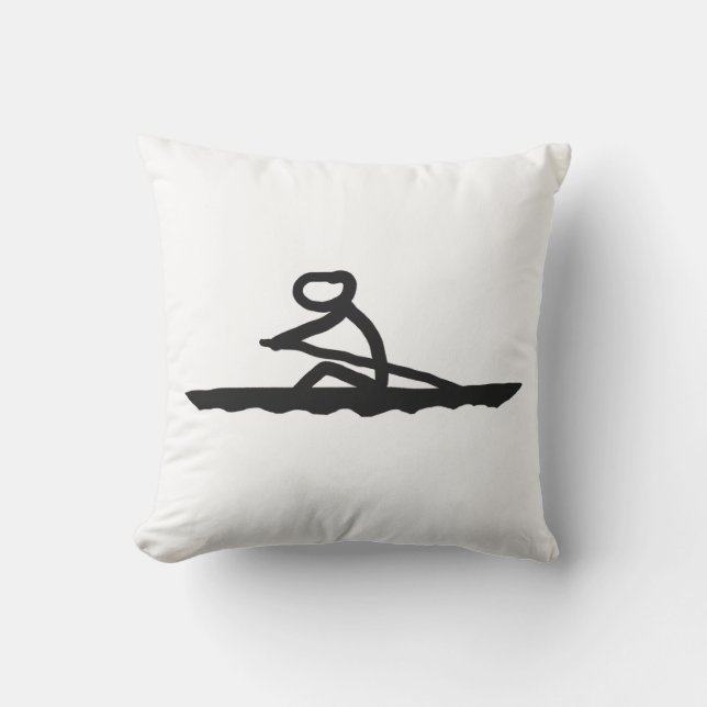 Rowing Stickman Throw Pillow (Front)