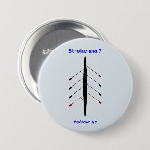 Rowing stroke seven seats pinback button