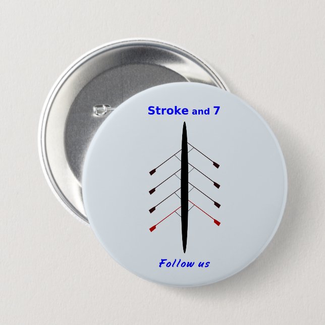 Rowing stroke seven seats pinback button (Front & Back)