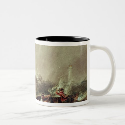 Rowing to rescue shipwrecked Two_Tone coffee mug
