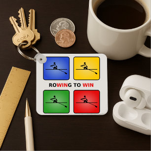 Rowing to win four colors crew keychain